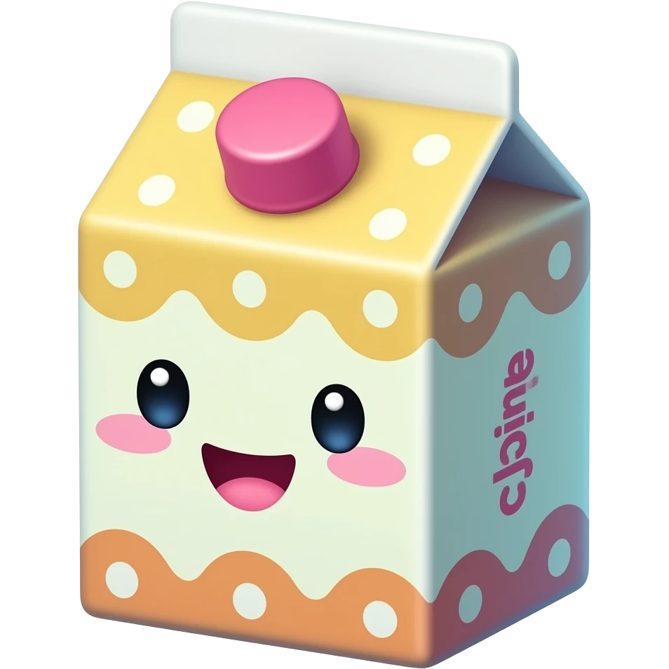 Happy Kawaii Juice box using neon colors emoji