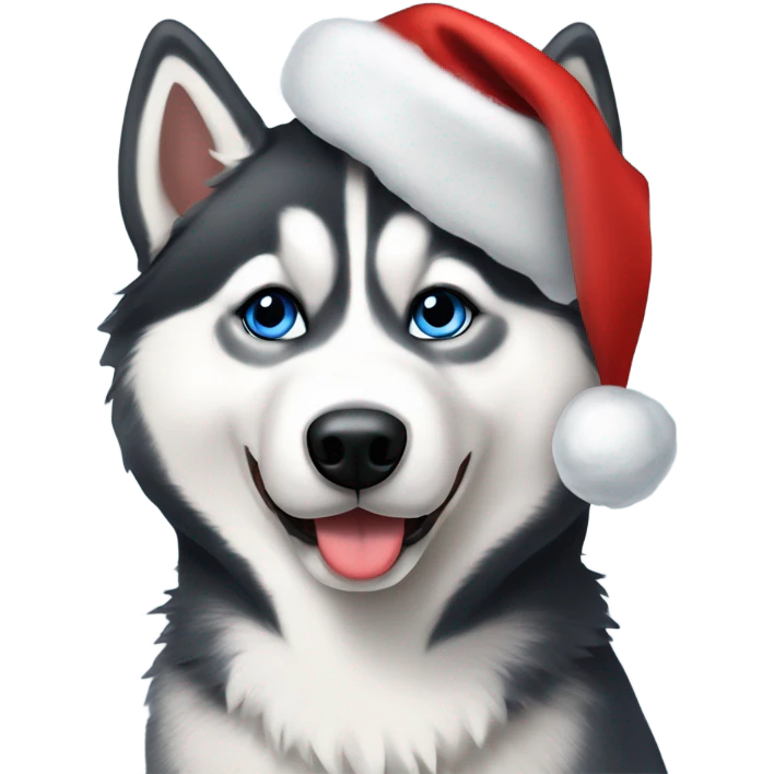Siberian husky with Santa hat  emoji