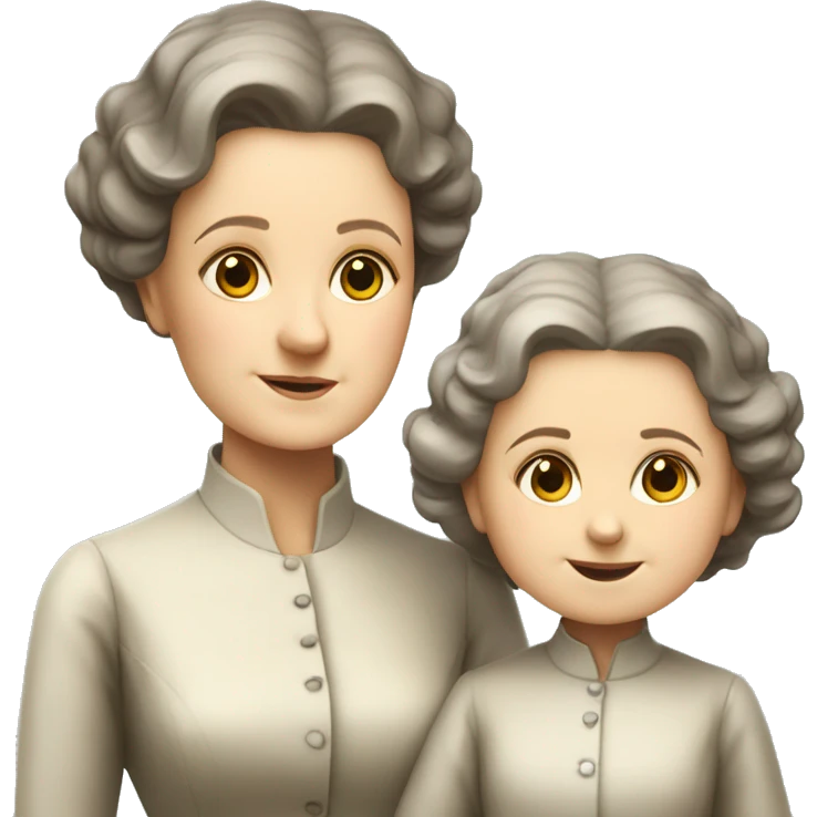 marie curie with little dother irene standing emoji