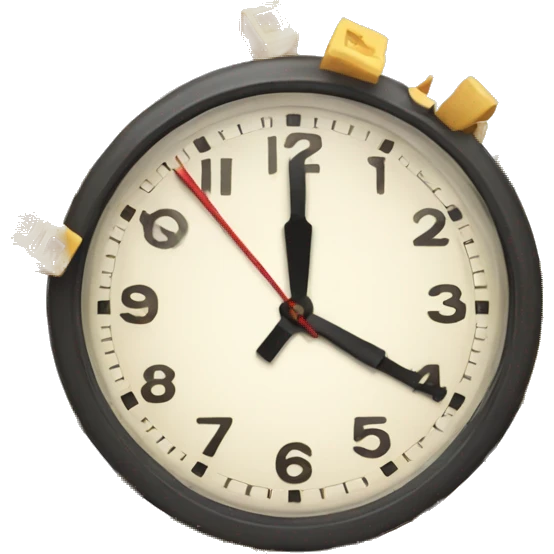 Create an emoji of a clock breaking into pieces emoji