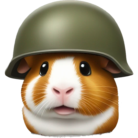traumatised guinea pig with soldier helmet askew emoji