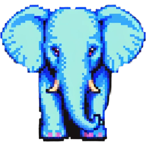 PostgreSQL database logo with elephant symbol in pixel art emoji