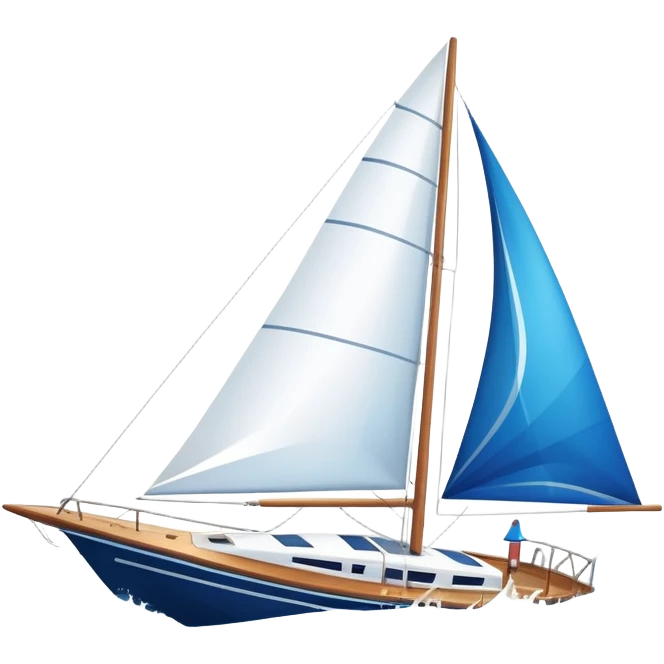 An icon featuring a sleek sailboat with billowing sails cutting through the waves. The design includes the boat's mast, a wind-filled sail, and water splashes, symbolizing the thrill and skill of sailing. Transparent background highlights the elegance and power of wind-driven sports. emoji