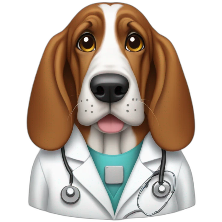 Basset-Hound using a doctor coat emoji