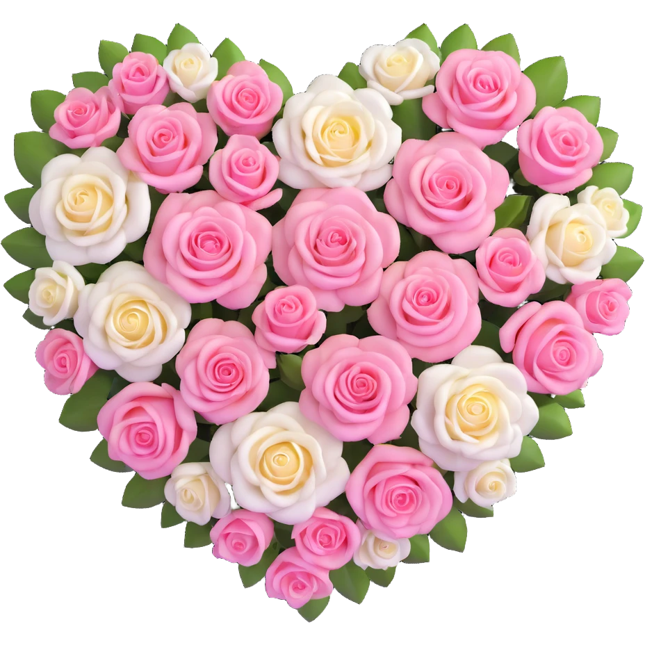 heart-shaped arrangement of pink and white roses emoji