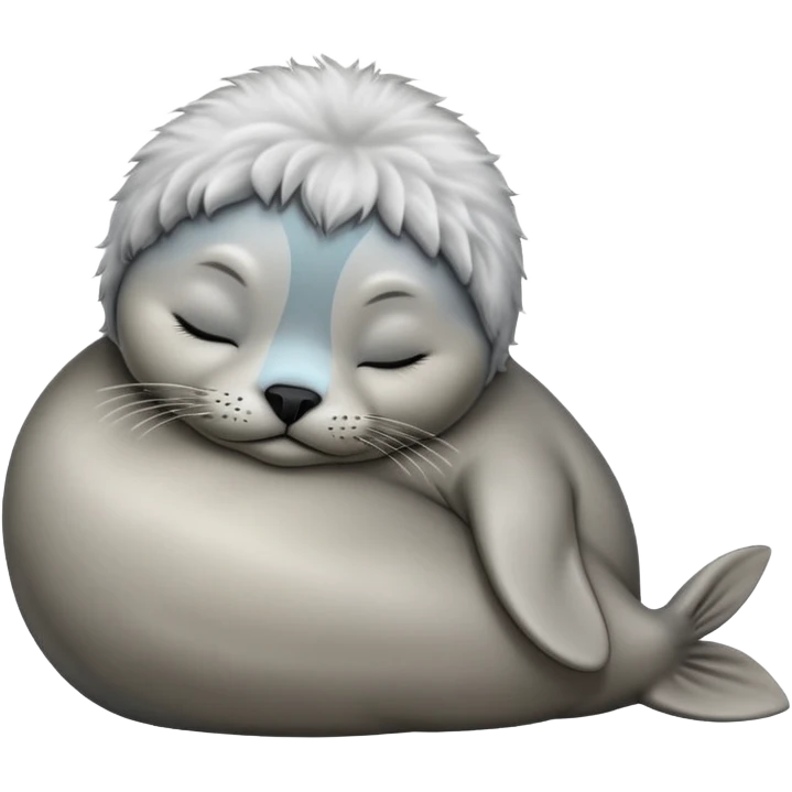 Sleeping baby seal with fluffy fur emoji