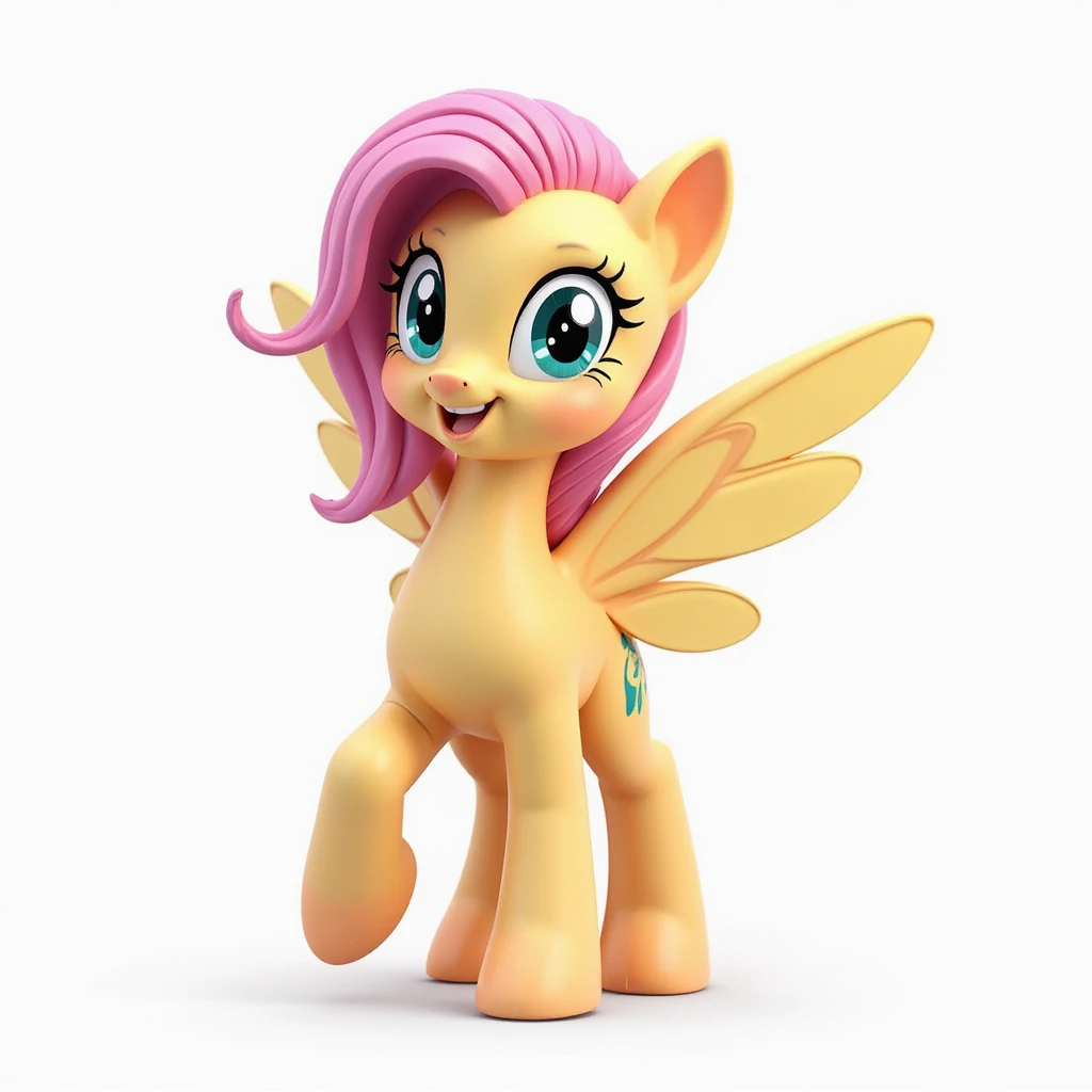 Fluttershy, realistic style, standing and smiling, no background, transparent emoji
