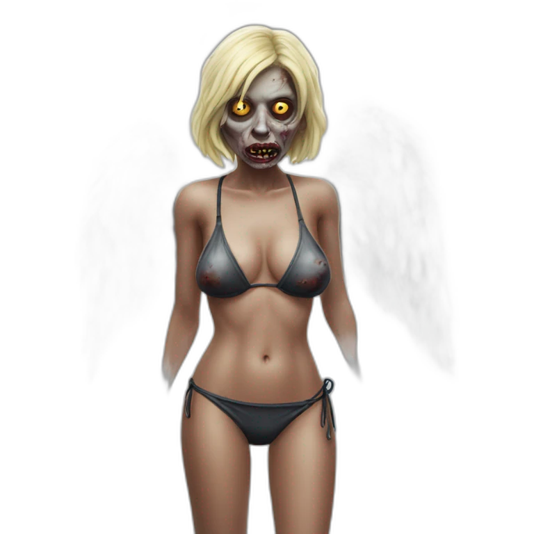 zombie angel wearing a bikini hyperrealistic emoji