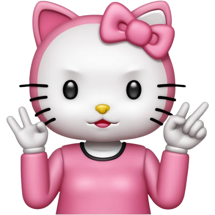 Hello Kitty, middle finger emoji