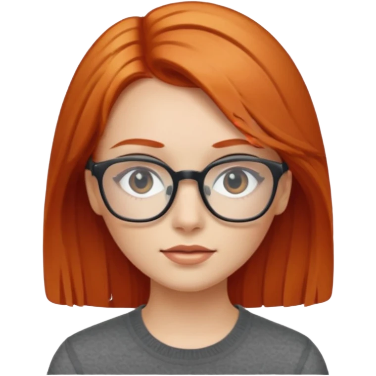 A red-haired girl with blond eyebrows and square glasses emoji
