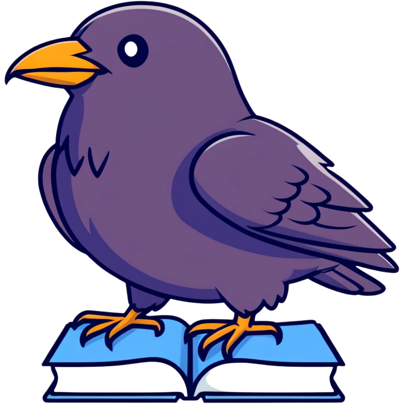 raven sitting on a book emoji