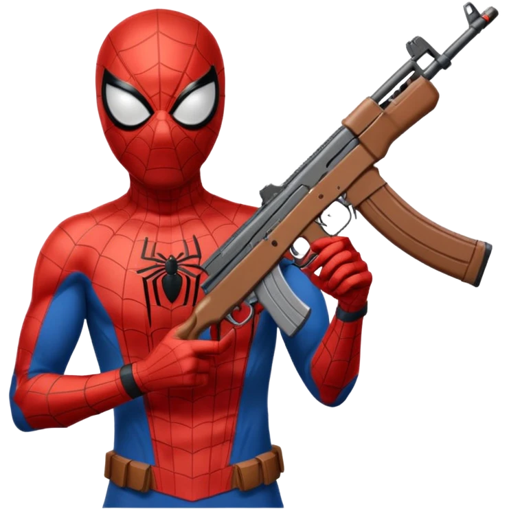 Spider-Man holding an AK-47 emoji