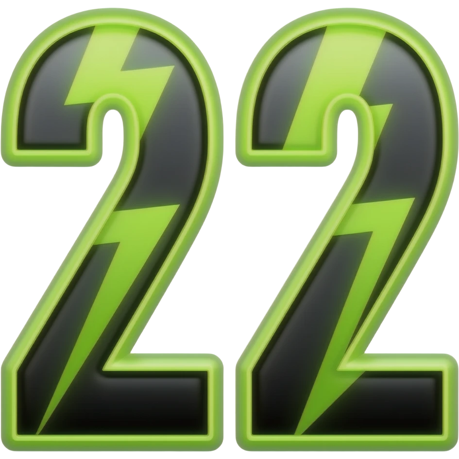 23T in neon green and black for racing numbers and lightening bolts emoji