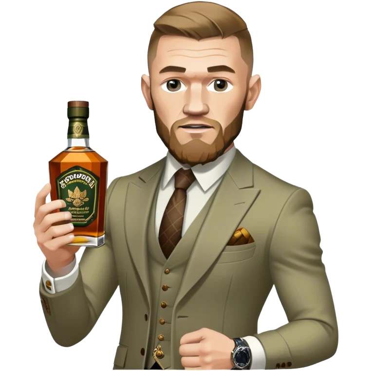 Conor mcreggor in the octagon with whiskey emoji