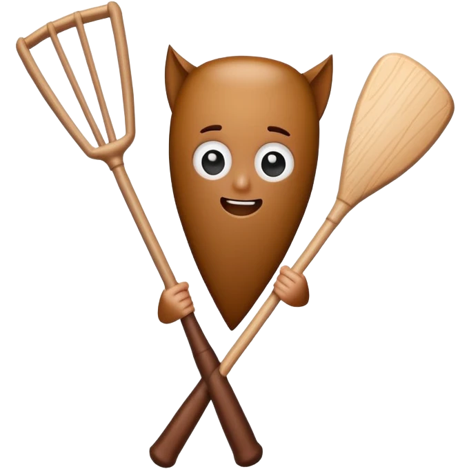 A brown stick character holding a bat emoji