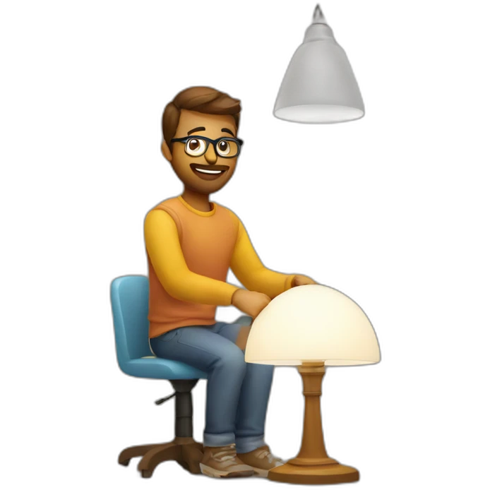 Designer designing a lamp emoji