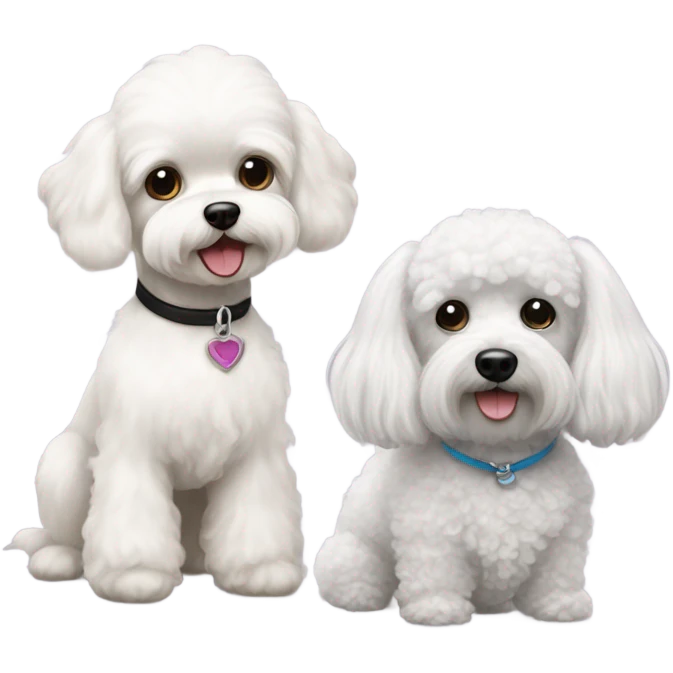 White Maltese and small black poodle emoji