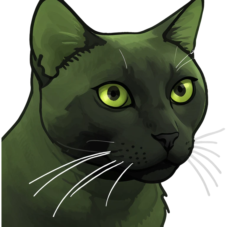 Black cat with chartreuse eyes emoji
