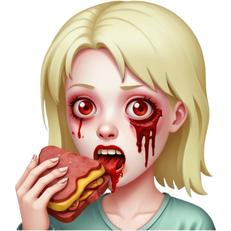 zombie girl eating SPAM MEAT EMOJI  emoji