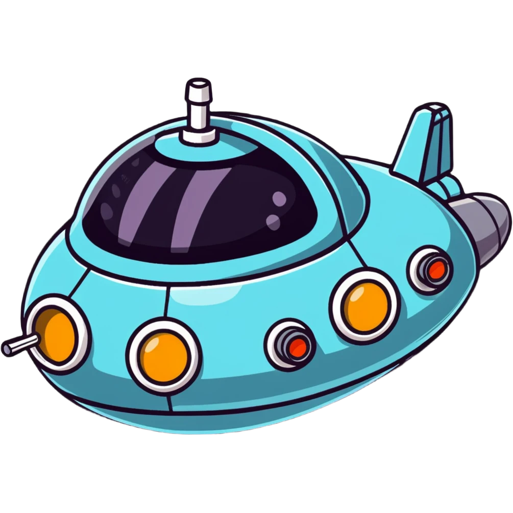 Vintage sci-fi bubble cockpit spaceship with ray guns emoji