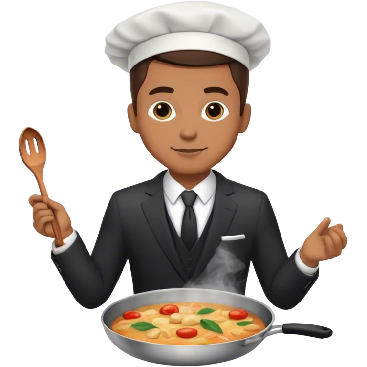 Elegant suit men cooking  emoji
