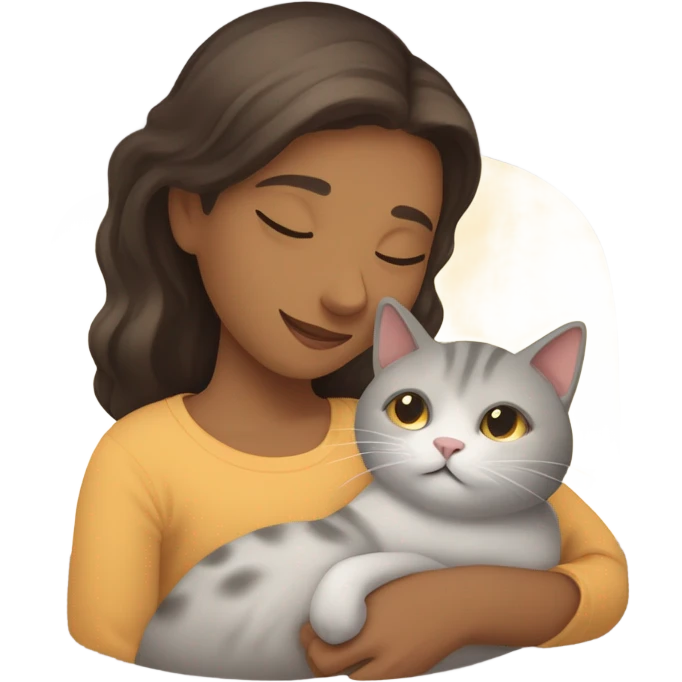 Cat cuddling with person emoji
