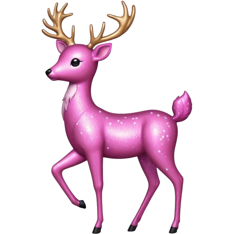 A pink glitter deer emoji