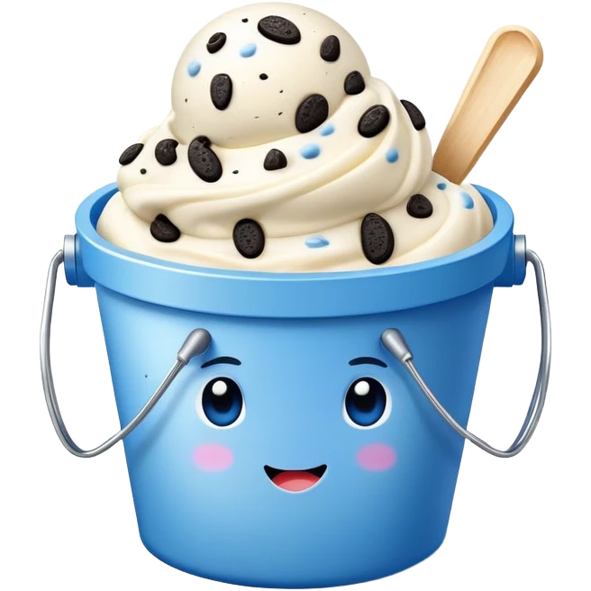 Blue cookies and cream ice cream in a bucket emoji