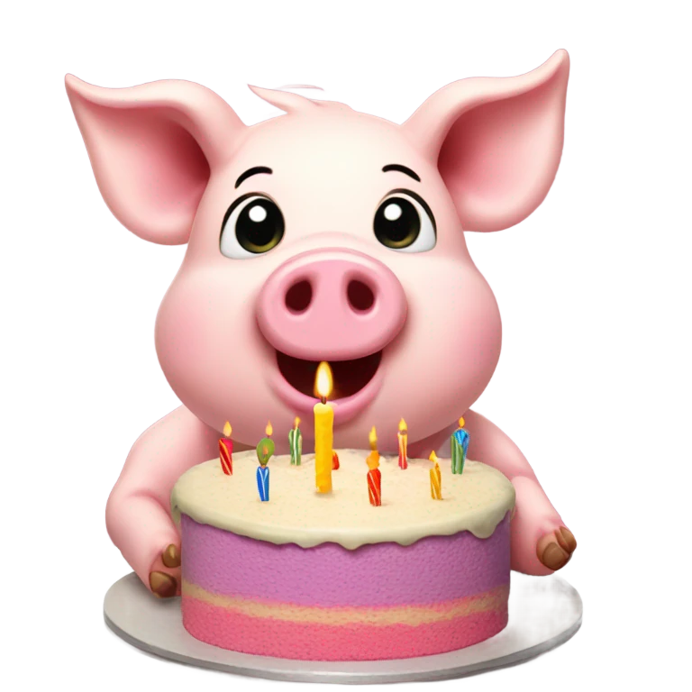 Pig eating birthday cake  emoji