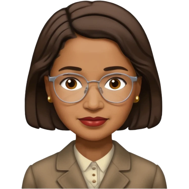 Rosa Parks with dark brown hair emoji