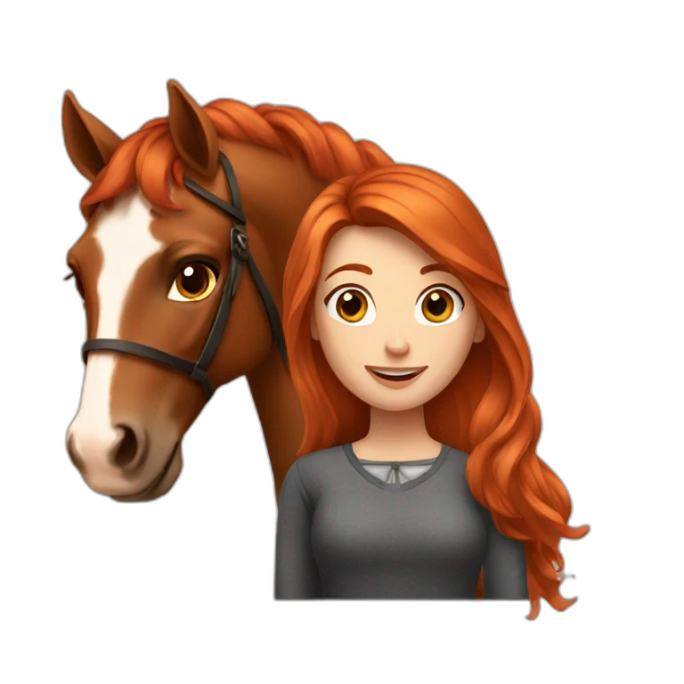 Red haired Girl with brown horse emoji