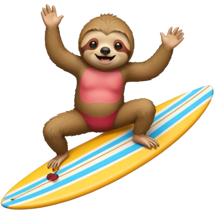 Sloth riding a surfboard  emoji