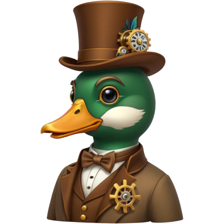 Create a steampunk mallard that has  a monocle glasses
 emoji
