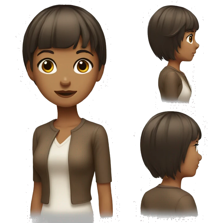 create a girl with brown short hair nd bangs emoji