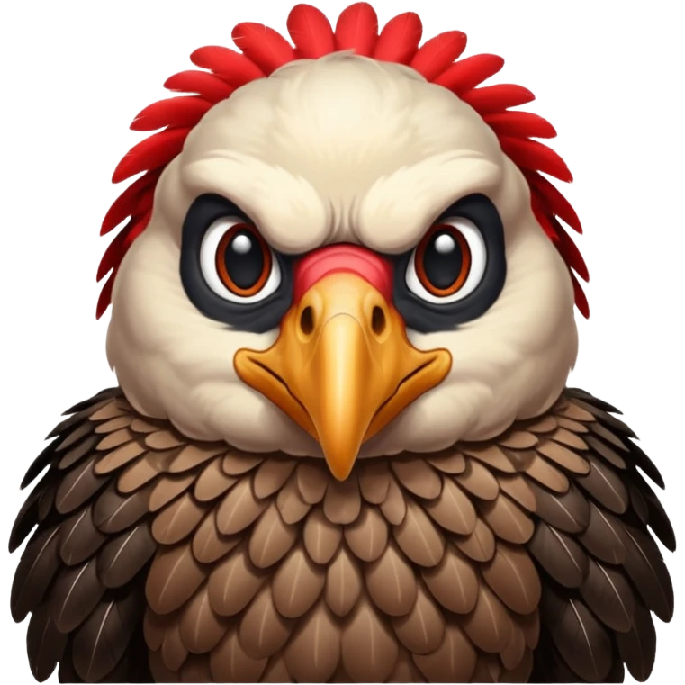 mature vulture with black and red feathers looking straight ahead. emoji