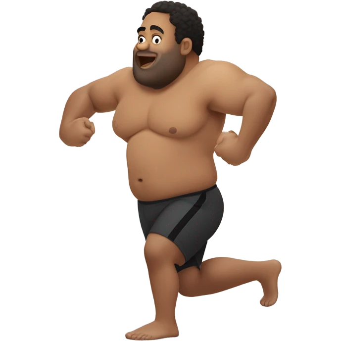 fat white guy shirtless doing push ups emoji