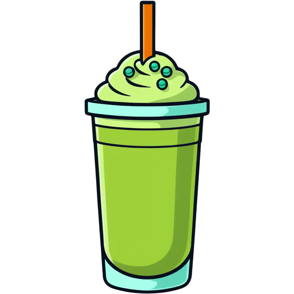 iced matcha latte with boba pearls emoji