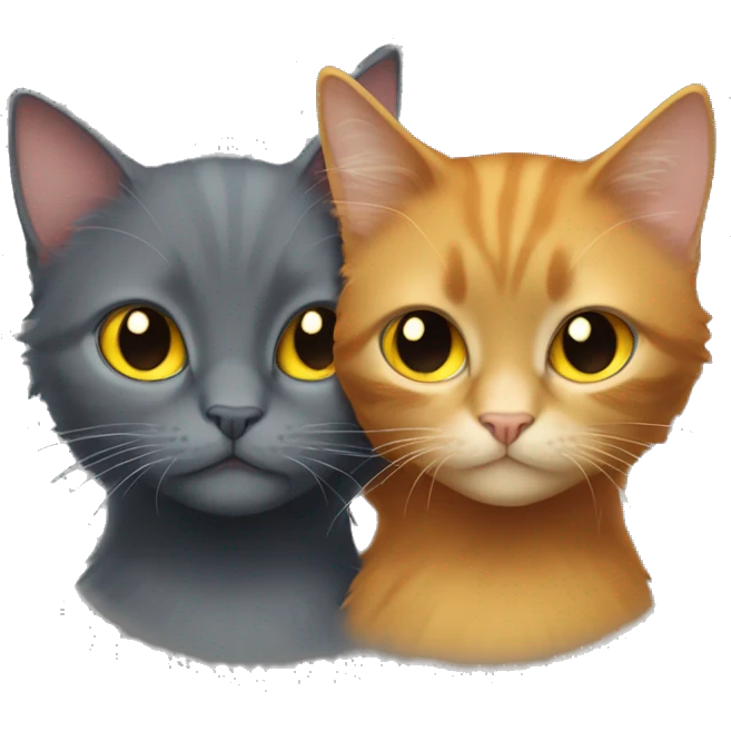 dark grey cat with yellow eyes been hugged by long haired ginger girl with blue eyes emoji