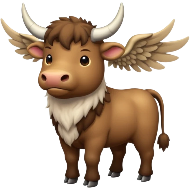 4 legged winged ox emoji light brown body visible too wings on the shoulders only emoji