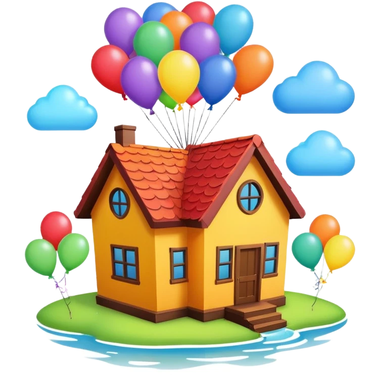 house with balloons on top emoji