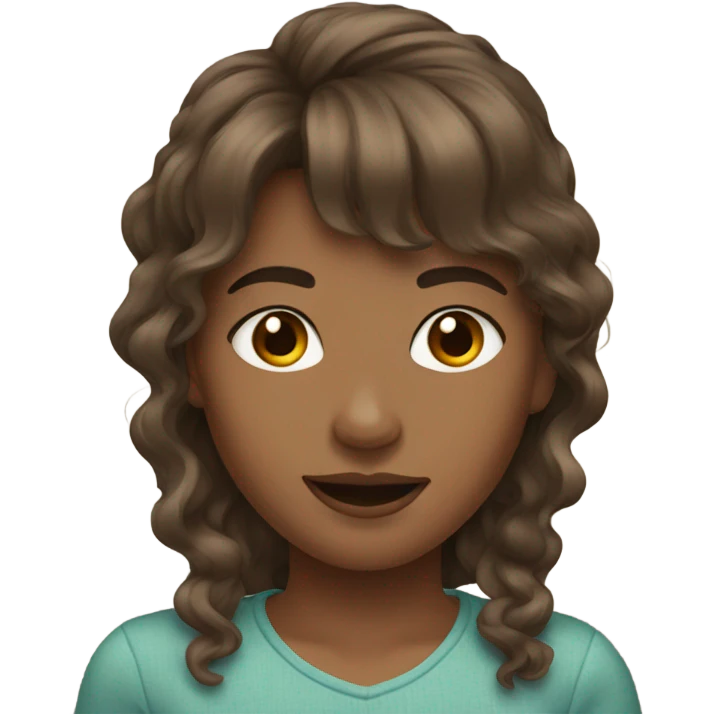 brown haired girl with bangs wavy hair emoji