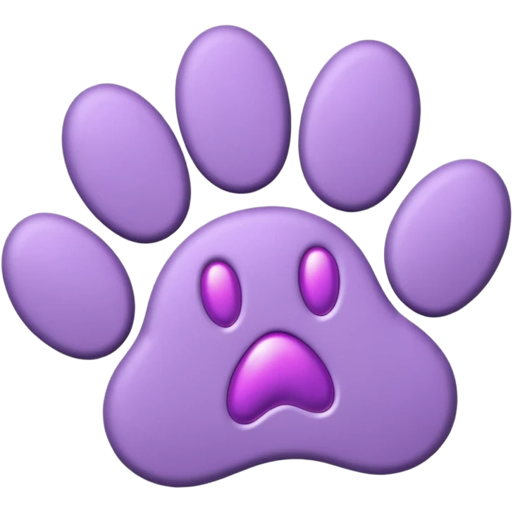 3D lilac purple paw print emoji
