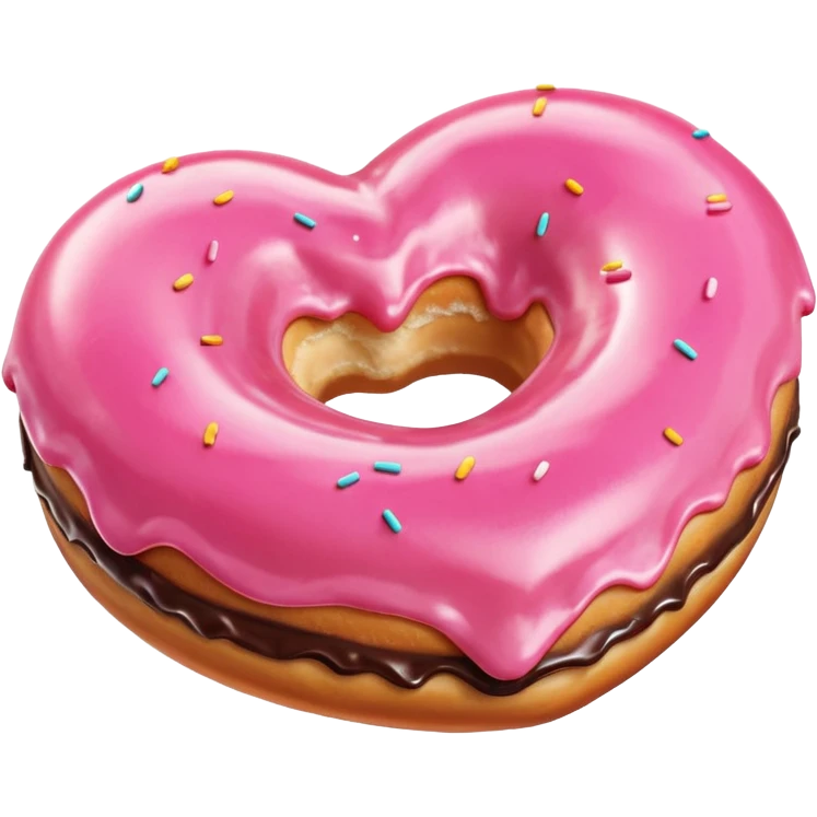 Realistic isolated heart shaped donut with pink frosting. emoji