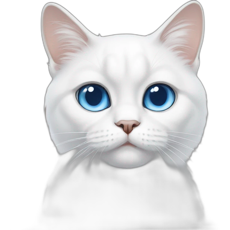 white cat with blue eyes that looks like grumpy cat emoji
