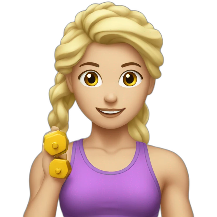 blonde girl training with weights emoji