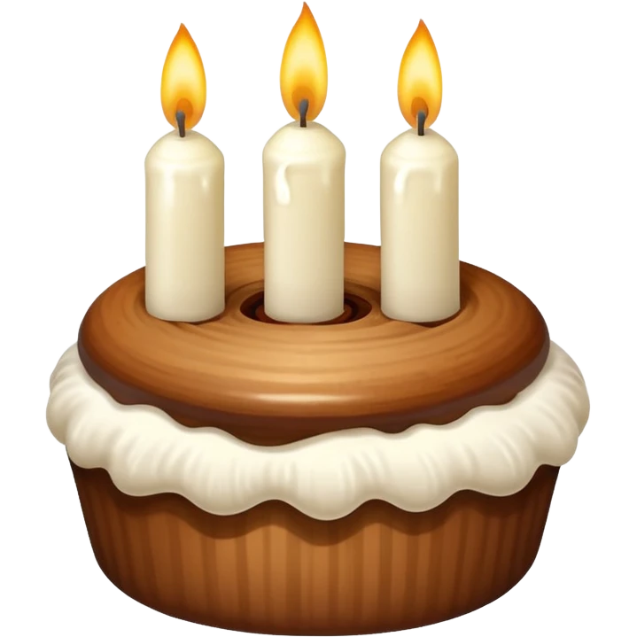 A hazelnut with cream on it which make it look like a birthday cake and some birthday candles on it emoji