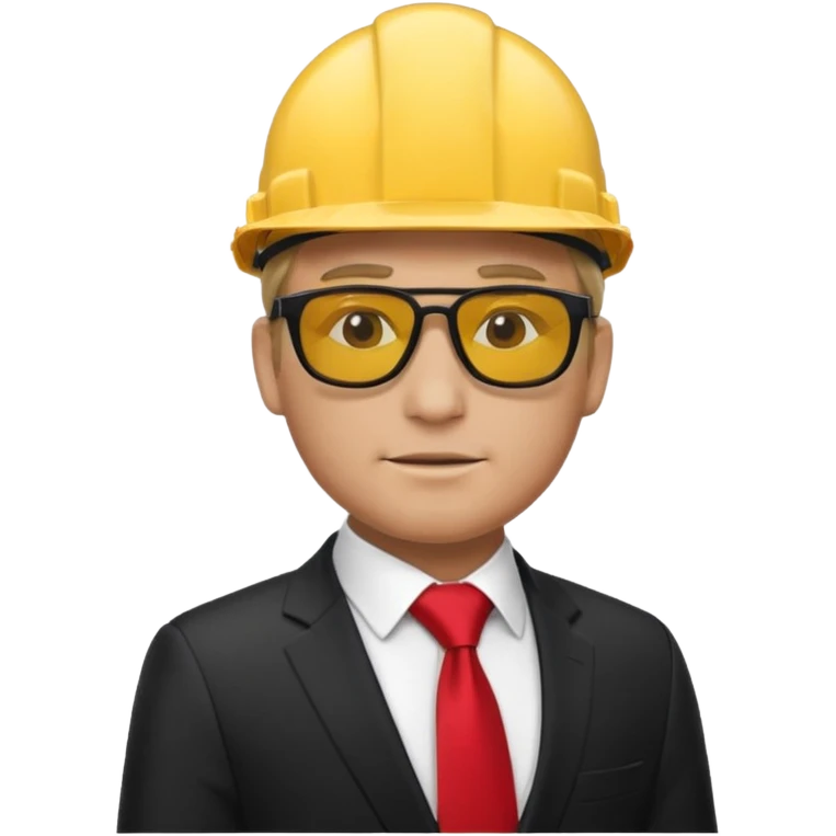black suit red tie with yellow helmet man and sunglasses emoji