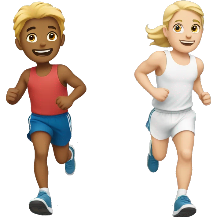 two white friends running together emoji