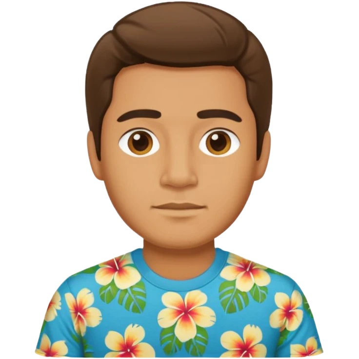 Retro 70s man face in hawaii t-shirt emoji