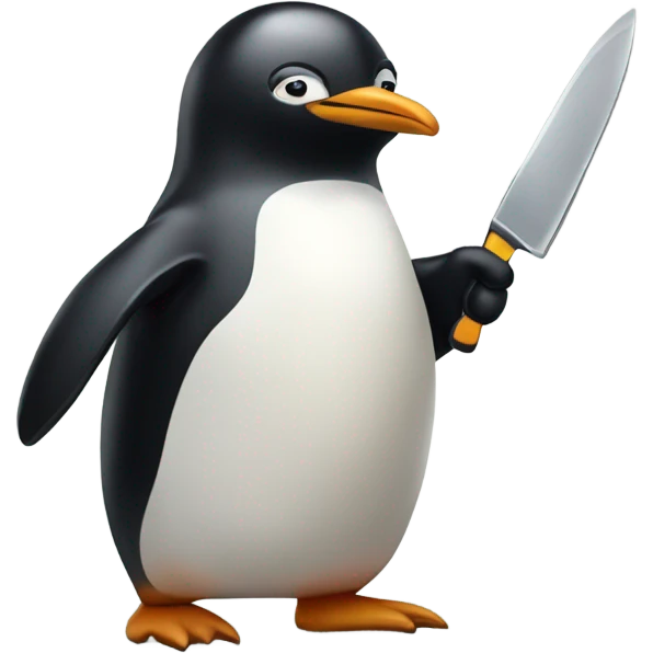 Penguin with knife emoji